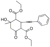 DIETHYL 4-HYDROXY-4-METHYL-6-OXO-2-(2-PHENYLETHYNYL)-1,3-CYCLOHEXANEDICARBOXYLATE Struktur