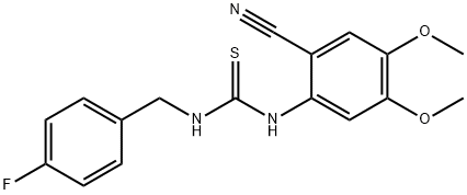 N-(2-CYANO-4,5-DIMETHOXYPHENYL)-N'-(4-FLUOROBENZYL)THIOUREA Struktur