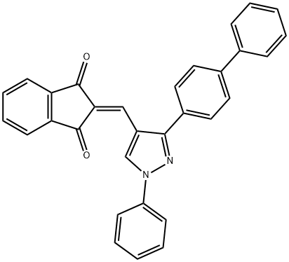 2-[(3-[1,1'-BIPHENYL]-4-YL-1-PHENYL-1H-PYRAZOL-4-YL)METHYLENE]-1H-INDENE-1,3(2H)-DIONE Struktur