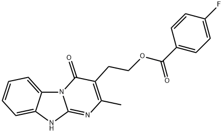 2-(2-METHYL-4-OXO-1,4-DIHYDROPYRIMIDO[1,2-A][1,3]BENZIMIDAZOL-3-YL)ETHYL 4-FLUOROBENZENECARBOXYLATE Struktur