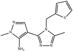 1-METHYL-4-[5-METHYL-4-(2-THIENYLMETHYL)-4H-1,2,4-TRIAZOL-3-YL]-1H-PYRAZOL-5-AMINE Struktur