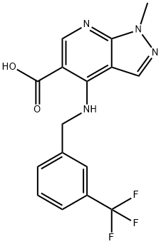 1-METHYL-4-([3-(TRIFLUOROMETHYL)BENZYL]AMINO)-1H-PYRAZOLO[3,4-B]PYRIDINE-5-CARBOXYLIC ACID Struktur