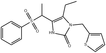 5-ETHYL-4-[1-(PHENYLSULFONYL)ETHYL]-1-(2-THIENYLMETHYL)-1,3-DIHYDRO-2H-IMIDAZOL-2-ONE Struktur