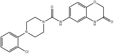 4-(2-CHLOROPHENYL)-N-(3-OXO-3,4-DIHYDRO-2H-1,4-BENZOXAZIN-6-YL)TETRAHYDRO-1(2H)-PYRAZINECARBOXAMIDE Struktur