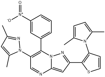 6-(3,5-DIMETHYL-1H-PYRAZOL-1-YL)-2-[3-(2,5-DIMETHYL-1H-PYRROL-1-YL)-2-THIENYL]-7-(3-NITROPHENYL)PYRAZOLO[1,5-A]PYRIMIDINE Struktur