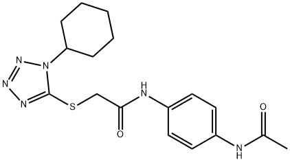 N-(4-ACETYLAMINO-PHENYL)-2-(1-CYCLOHEXYL-1H-TETRAZOL-5-YLSULFANYL)-ACETAMIDE Struktur