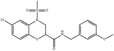 6-CHLORO-N-(3-METHOXYBENZYL)-4-(METHYLSULFONYL)-3,4-DIHYDRO-2H-1,4-BENZOXAZINE-2-CARBOXAMIDE Struktur