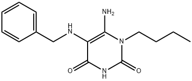 6-AMINO-5-BENZYLAMINO-1-BUTYL-1H-PYRIMIDINE-2,4-DIONE Struktur