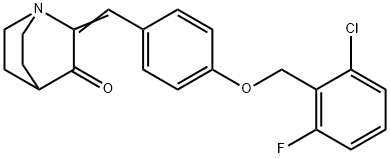 2-((Z)-(4-[(2-CHLORO-6-FLUOROBENZYL)OXY]PHENYL)METHYLIDENE)-3-QUINUCLIDINONE Struktur