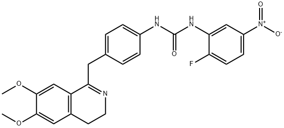 1-(4-((6,7-DIMETHOXY(3,4-DIHYDROISOQUINOLYL))METHYL)PHENYL)-3-(2-FLUORO-5-NITROPHENYL)UREA Struktur