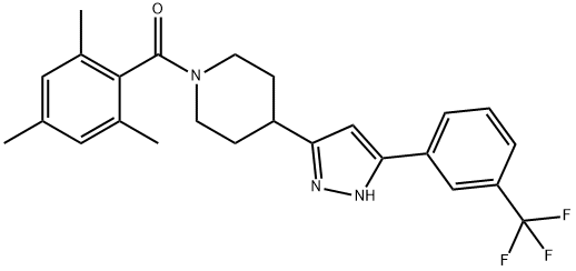 MESITYL(4-(5-[3-(TRIFLUOROMETHYL)PHENYL]-1H-PYRAZOL-3-YL)PIPERIDINO)METHANONE Struktur