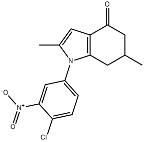 1-(4-CHLORO-3-NITROPHENYL)-2,6-DIMETHYL-5,6,7-TRIHYDROINDOL-4-ONE Struktur