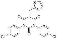 1,3-BIS(4-CHLOROPHENYL)-5-(2-THIENYLMETHYLENE)-1,3-DIAZAPERHYDROINE-2,4,6-TRIONE Struktur