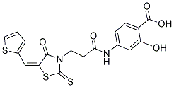 2-HYDROXY-4-((3-[(5E)-4-OXO-5-(THIEN-2-YLMETHYLENE)-2-THIOXO-1,3-THIAZOLIDIN-3-YL]PROPANOYL)AMINO)BENZOIC ACID Struktur