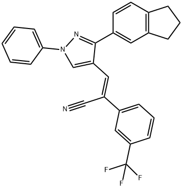 (Z)-3-[3-(2,3-DIHYDRO-1H-INDEN-5-YL)-1-PHENYL-1H-PYRAZOL-4-YL]-2-[3-(TRIFLUOROMETHYL)PHENYL]-2-PROPENENITRILE Struktur