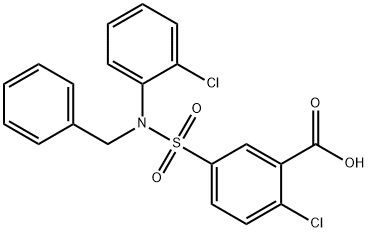 5-[BENZYL-(2-CHLORO-PHENYL)-SULFAMOYL]-2-CHLORO-BENZOIC ACID Struktur