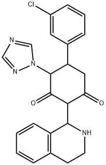 5-(3-CHLOROPHENYL)-2-(1,2,3,4-TETRAHYDRO-1-ISOQUINOLINYL)-4-(1H-1,2,4-TRIAZOL-1-YL)-1,3-CYCLOHEXANEDIONE Struktur