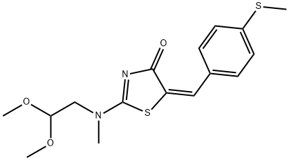 2-[(2,2-DIMETHOXYETHYL)(METHYL)AMINO]-5-((E)-[4-(METHYLSULFANYL)PHENYL]METHYLIDENE)-1,3-THIAZOL-4(5H)-ONE Struktur