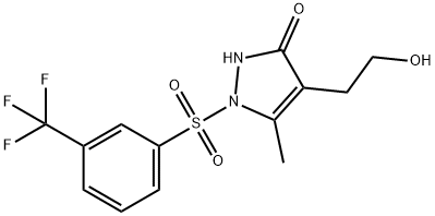 4-(2-HYDROXYETHYL)-5-METHYL-1-([3-(TRIFLUOROMETHYL)PHENYL]SULFONYL)-1,2-DIHYDRO-3H-PYRAZOL-3-ONE Struktur