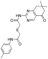 2-(2-(P-TOLUIDINO)-2-OXOETHYLTHIO)-N-(7,7-DIMETHYL-5-OXO-5,6,7,8-TETRAHYDROQUINAZOLIN-2-YL)ACETAMIDE Struktur