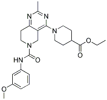 1-[6-(3-METHOXY-PHENYLCARBAMOYL)-2-METHYL-5,6,7,8-TETRAHYDRO-PYRIDO[4,3-D]PYRIMIDIN-4-YL]-PIPERIDINE-4-CARBOXYLIC ACID ETHYL ESTER Struktur