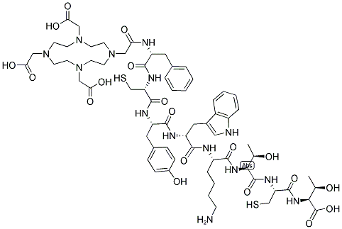 DOTA-D-PHE-CYS-TYR-D-TRP-LYS-THR-CYS-THR-OH (DISULFIDE BRIDGE: 2-7) Struktur