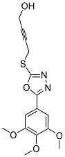 4-([5-(3,4,5-TRIMETHOXYPHENYL)-1,3,4-OXADIAZOL-2-YL]THIO)BUT-2-YN-1-OL Struktur