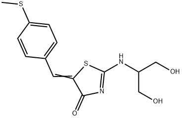 2-([2-HYDROXY-1-(HYDROXYMETHYL)ETHYL]AMINO)-5-((E)-[4-(METHYLSULFANYL)PHENYL]METHYLIDENE)-1,3-THIAZOL-4(5H)-ONE Struktur