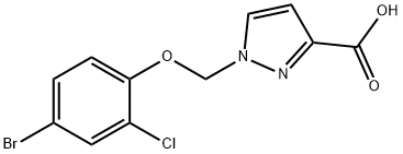 1-(4-BROMO-2-CHLORO-PHENOXYMETHYL)-1 H-PYRAZOLE-3-CARBOXYLIC ACID Struktur