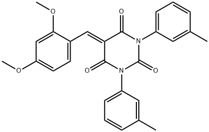 5-((2,4-DIMETHOXYPHENYL)METHYLENE)-1,3-BIS(3-METHYLPHENYL)-1,3-DIAZAPERHYDROINE-2,4,6-TRIONE Struktur