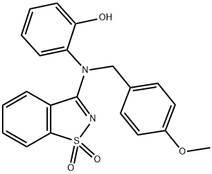 2-[(1,1-DIOXIDO-1,2-BENZISOTHIAZOL-3-YL)(4-METHOXYBENZYL)AMINO]PHENOL Struktur