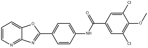 3,5-DICHLORO-4-METHOXY-N-(4-OXAZOLO[4,5-B]-PYRIDIN-2-YL-PHENYL)-BENZAMIDE Struktur