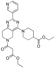 1-[6-(2-ETHOXYCARBONYL-ACETYL)-2-PYRIDIN-3-YL-5,6,7,8-TETRAHYDRO-PYRIDO[4,3-D]PYRIMIDIN-4-YL]-PIPERIDINE-4-CARBOXYLIC ACID ETHYL ESTER Struktur