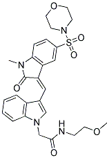 (Z)-N-(2-METHOXYETHYL)-2-(3-((1-METHYL-5-(MORPHOLINOSULFONYL)-2-OXOINDOLIN-3-YLIDENE)METHYL)-1H-INDOL-1-YL)ACETAMIDE Struktur