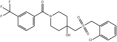 (4-([(2-CHLOROBENZYL)SULFONYL]METHYL)-4-HYDROXYPIPERIDINO)[3-(TRIFLUOROMETHYL)PHENYL]METHANONE Struktur