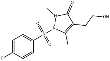 1-[(4-FLUOROPHENYL)SULFONYL]-4-(2-HYDROXYETHYL)-2,5-DIMETHYL-1,2-DIHYDRO-3H-PYRAZOL-3-ONE Struktur