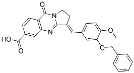 3-(3-BENZYLOXY-4-METHOXY-BENZYLIDENE)-9-OXO-1,2,3,9-TETRAHYDRO-PYRROLO[2,1-B]QUINAZOLINE-6-CARBOXYLIC ACID Struktur