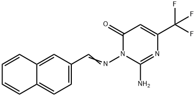 2-AMINO-3-([(E)-2-NAPHTHYLMETHYLIDENE]AMINO)-6-(TRIFLUOROMETHYL)-4(3H)-PYRIMIDINONE Struktur