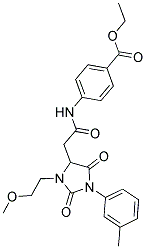 ETHYL 4-(2-(3-(2-METHOXYETHYL)-2,5-DIOXO-1-M-TOLYLIMIDAZOLIDIN-4-YL)ACETAMIDO)BENZOATE Struktur