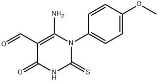 6-AMINO-1-(4-METHOXYPHENYL)-4-OXO-2-THIOXO-1,2,3,4-TETRAHYDRO-5-PYRIMIDINECARBALDEHYDE Struktur