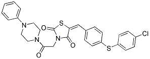 (E)-5-(4-(4-CHLOROPHENYLTHIO)BENZYLIDENE)-3-(2-OXO-2-(4-PHENYLPIPERAZIN-1-YL)ETHYL)THIAZOLIDINE-2,4-DIONE Struktur