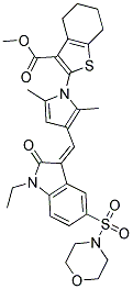 (Z)-METHYL 2-(3-((1-ETHYL-5-(MORPHOLINOSULFONYL)-2-OXOINDOLIN-3-YLIDENE)METHYL)-2,5-DIMETHYL-1H-PYRROL-1-YL)-4,5,6,7-TETRAHYDROBENZO[B]THIOPHENE-3-CARBOXYLATE Struktur