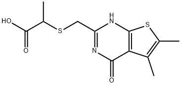 2-[[(5,6-DIMETHYL-4-OXO-3,4-DIHYDROTHIENO[2,3-D]PYRIMIDIN-2-YL)METHYL]THIO]PROPANOIC ACID Struktur