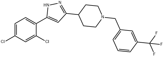 4-[5-(2,4-DICHLOROPHENYL)-1H-PYRAZOL-3-YL]-1-[3-(TRIFLUOROMETHYL)BENZYL]PIPERIDINE Struktur