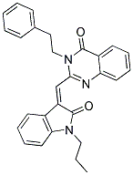 2-[(2-OXO-1-PROPYL-1,2-DIHYDRO-3H-INDOL-3-YLIDENE)METHYL]-3-PHENETHYL-4(3H)-QUINAZOLINONE Struktur