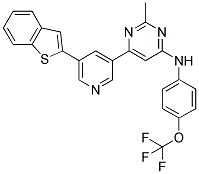 [6-(5-BENZO[B]THIOPHEN-2-YL-PYRIDIN-3-YL)-2-METHYL-PYRIMIDIN-4-YL]-(4-TRIFLUOROMETHOXY-PHENYL)-AMINE Struktur