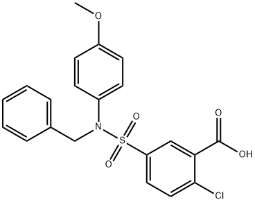 5-[BENZYL-(4-METHOXY-PHENYL)-SULFAMOYL]-2-CHLORO-BENZOIC ACID Struktur