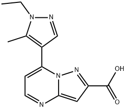 7-(1-ETHYL-5-METHYL-1H-PYRAZOL-4-YL)-PYRAZOLO-[1,5-A]PYRIMIDINE-2-CARBOXYLIC ACID Struktur