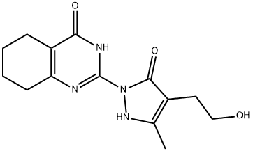 2-[4-(2-HYDROXYETHYL)-3-METHYL-5-OXO-2,5-DIHYDRO-1H-PYRAZOL-1-YL]-5,6,7,8-TETRAHYDRO-4(3H)-QUINAZOLINONE Struktur