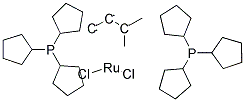 DICHLORO(3-METHYL-2-BUTENYLIDENE)BIS(TRICYCLOPENTYLPHOSPHINE)RUTHENIUM(II) Struktur